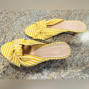 J. Crew Yellow Kitten Heels with Decorative Bow